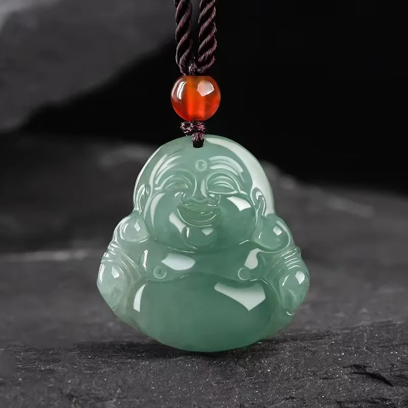 

Natural A Oil Green Little Buddha Jade Iced Jadeite Pendant Men's Women's Gifts Charms Jewelry Wholesale Drop Shipping