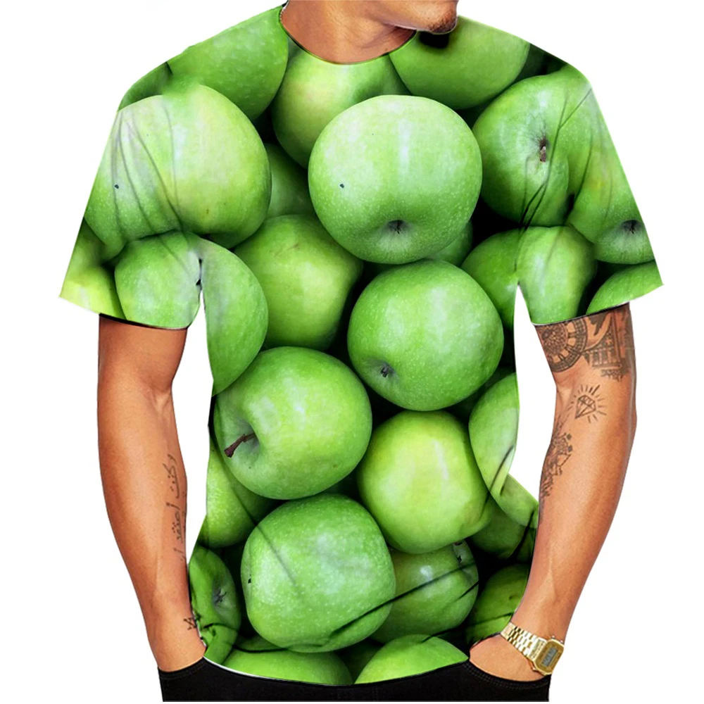Summer Casual Unisex Apple Print T Shirt