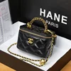 DIY Genuine Leather Box Handbag Mobile Phone Bag Small Diamond Grid Chain Single Shoulder Bag Crossbody Bag for Daily Use