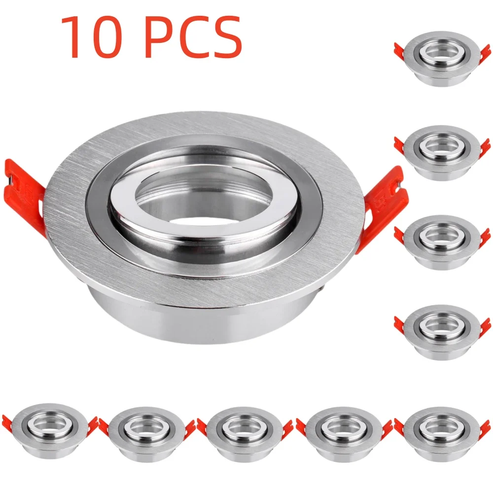 5/10pcs GU10 MR16 Round Recessed Ceiling Spotlights Frame LED Downlight Angle Adjustable Rotating Indoor Lighting Fixture