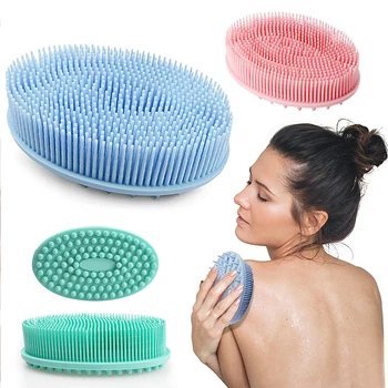 Exfoliating Sponge Dead Body Scrubber Skin Head Washing Brush Comb Silicone Bristle Bath Brush Scalp Massager Bath Tool Hygienic 1