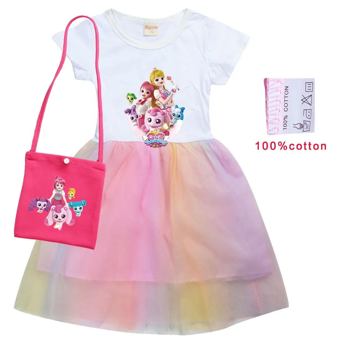 

Anime 캐치티니핑 Catch Teenieping Clothes Kids Tini Ping Dress for Baby Girls Summer Short Sleeve Dresses Children Princess Vestidos