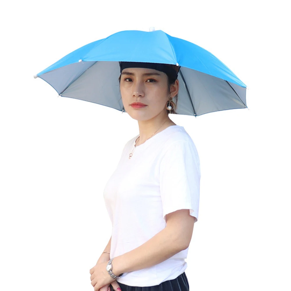 Army Green Foldable Outdoor Umbrella Hat - Waterproof Sun Shade Headwear for Camping, Fishing, and Beach Activities
