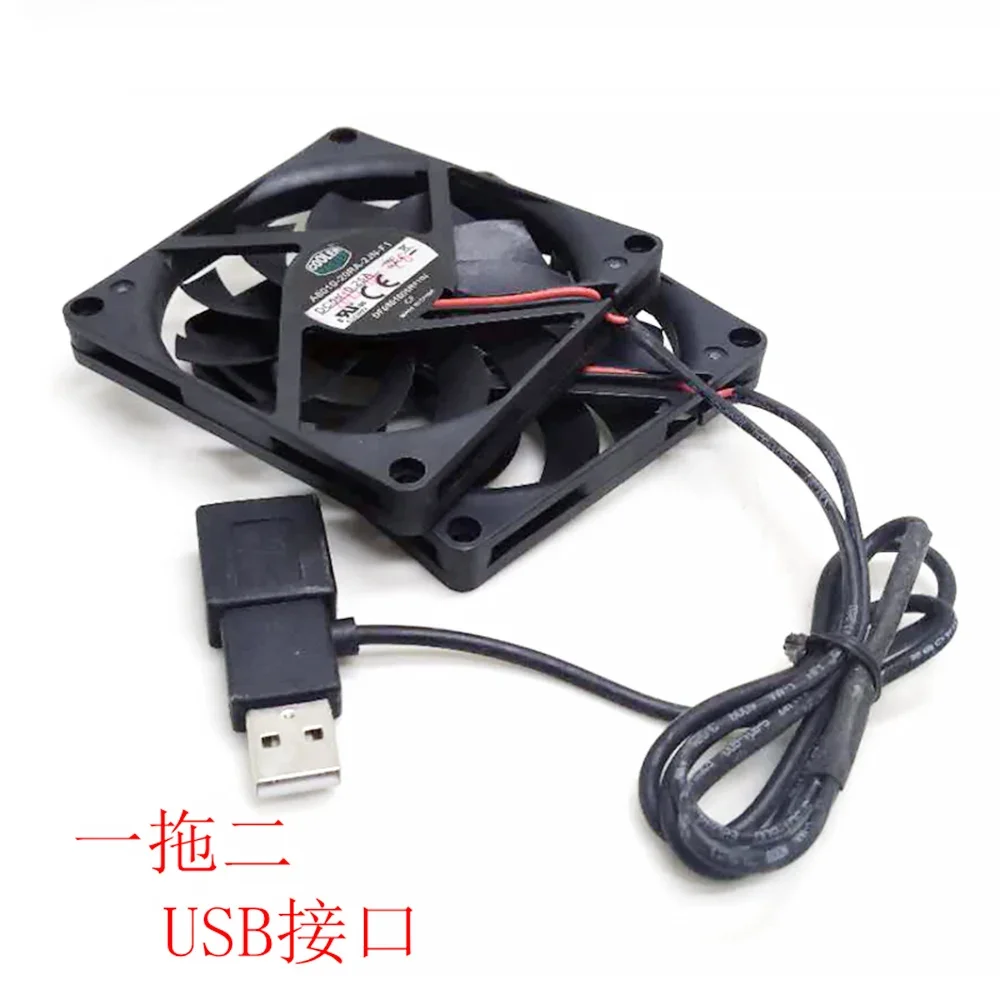 2pcs/pair slim USB fan 80mm*10mm DC5V A8010-20RA-2JN-F1 5V 0.25A 8010 8CM Ultra-thin silence cooling fan