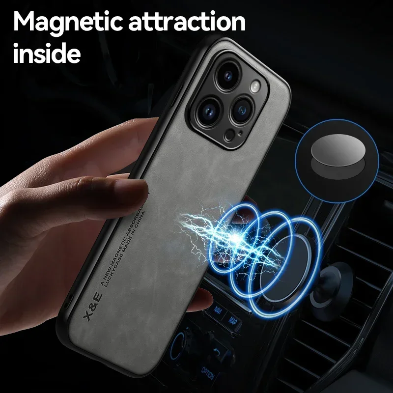 Leather Phone Case with Metal Plate