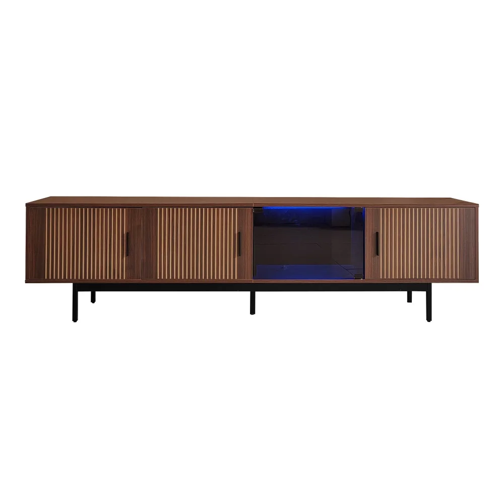 Moderner LED-TV-Schrank mit geschnitzter Textur – Tür aus gehärtetem Glas, Hochglanz-TV-Möbel für Wohnzimmer, Aufbewahrungsschrank – Detail 17