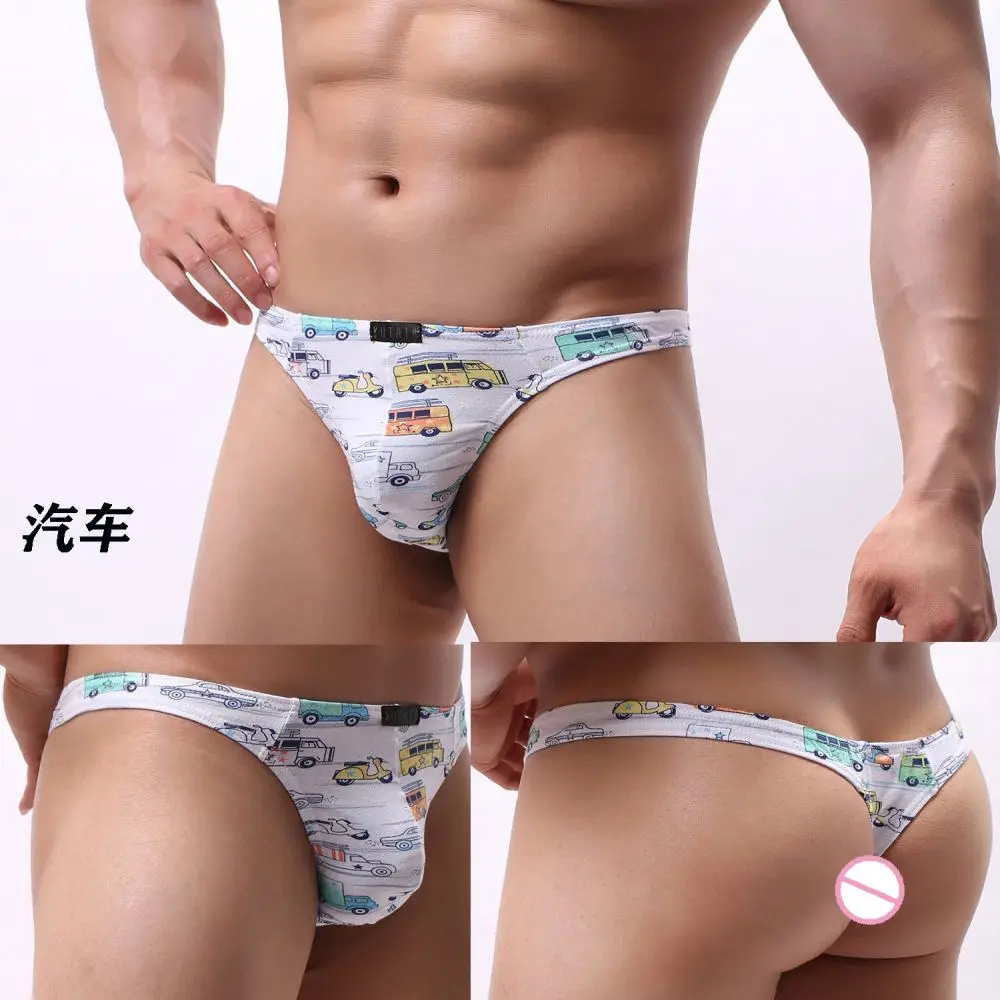 

Men Sexy Cartoon Thong Micro Brief Bulge Pouch G-String Stretchy Lingerie Underwear Underpants Male Low-rise Penis Pouch Thong