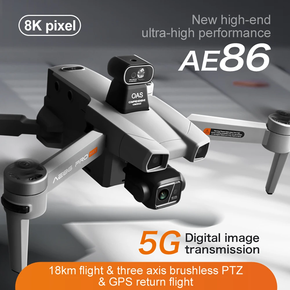 2024 New AE86Pro Max 360° Obstacle Avoidance Drone 5G Image Transmission Dron Three-Axis Gimbal 8K HD Dual Camera Quadcopter