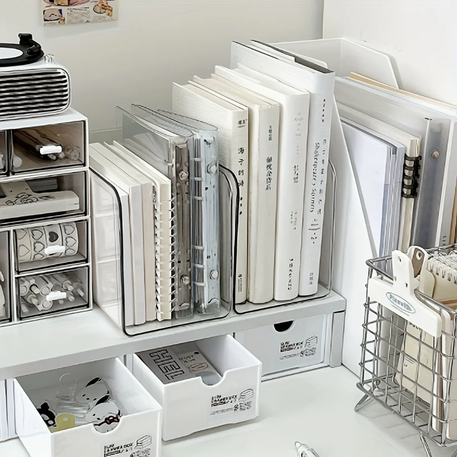 Clear Acrylic Bookends for Desk Office Book Storage Organizer - Image 3