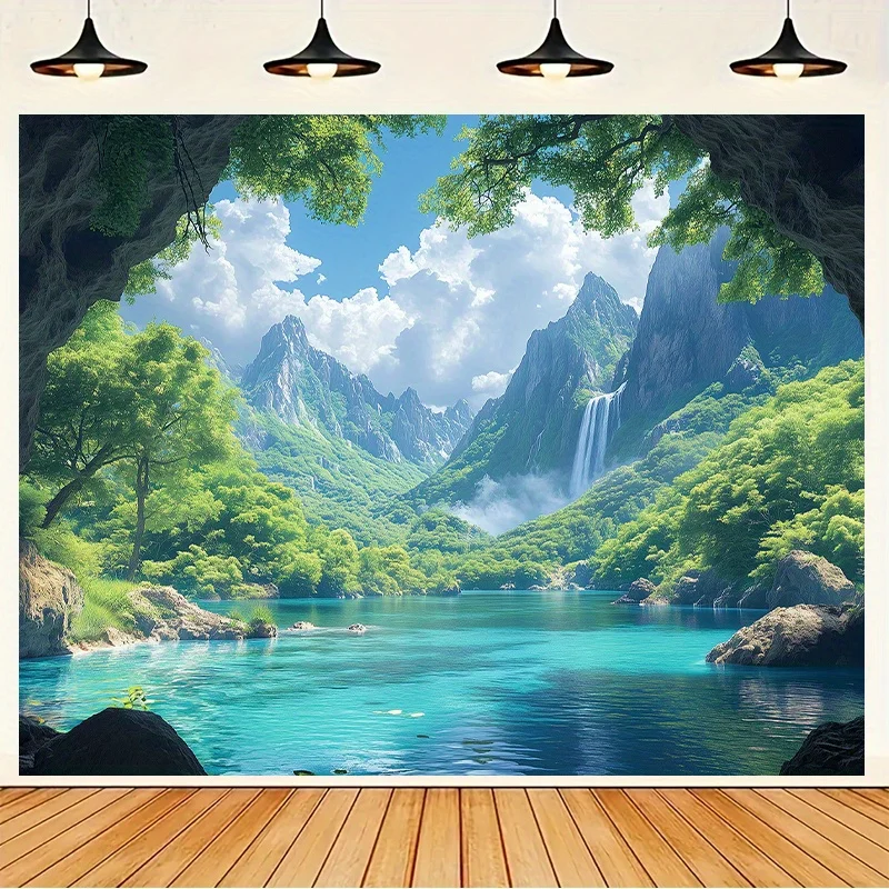 Tapisserie à motif cascade et eau bleue 4