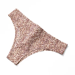 Women's Leopard Print Seamless Thong Panties - Comfortable Low - Waist Intimate Lingerie - M (Leopard 1)