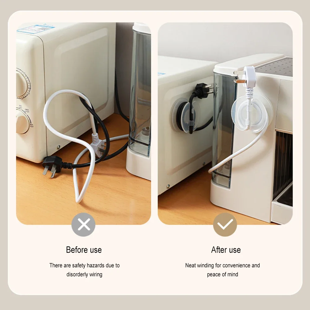 1PC-6PCS Unch-Free Transparent Storage Rack Multipurpose Self-Adhesive Data Cable Hook For Living Room Kitchen Accessories