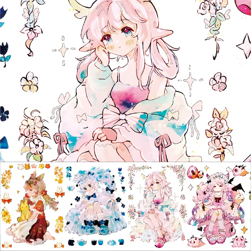 

3Meter Roll New Cute Girl and Animals Kawaii PET Tape