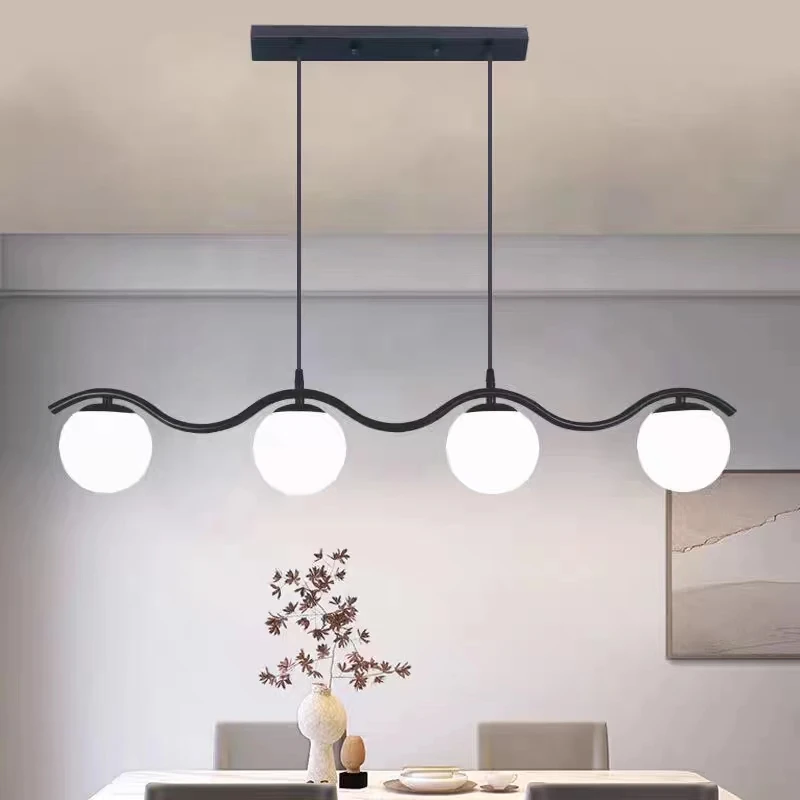 

Nordic Long Dining Pendant Lights Glass Lampshade Gold Black for Living Room Center Table Kitchen Chandelier Home Decor Fixture