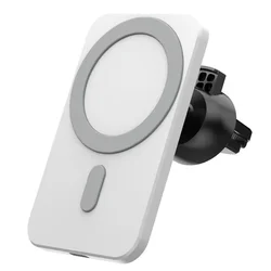 Magnetic Wireless Car Charger and Phone Holder (WHITE)