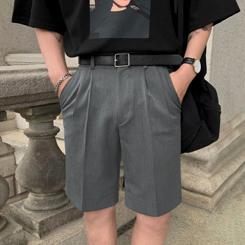 

Summer Short Suit Pants Boys Plus Size Loose Suit Shorts Korean Style Men Casual Tailored Shorts Grey Khaki Office Wear Xxl