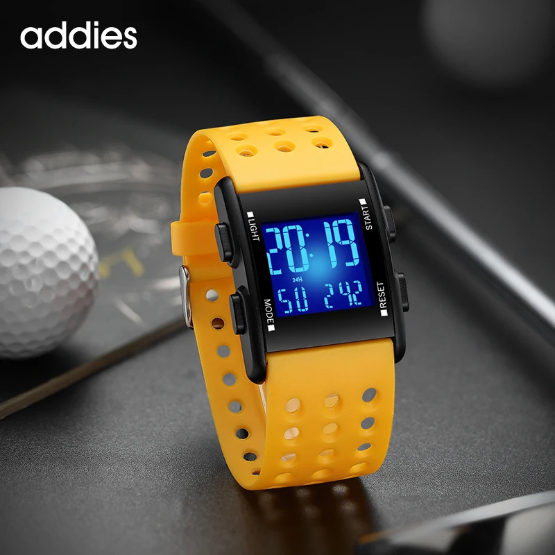 ADDIES Outdoor Sport watches for men Fashion Electronic Digital Luminous wristwatch LED display Male Alarm Clock Chronograph