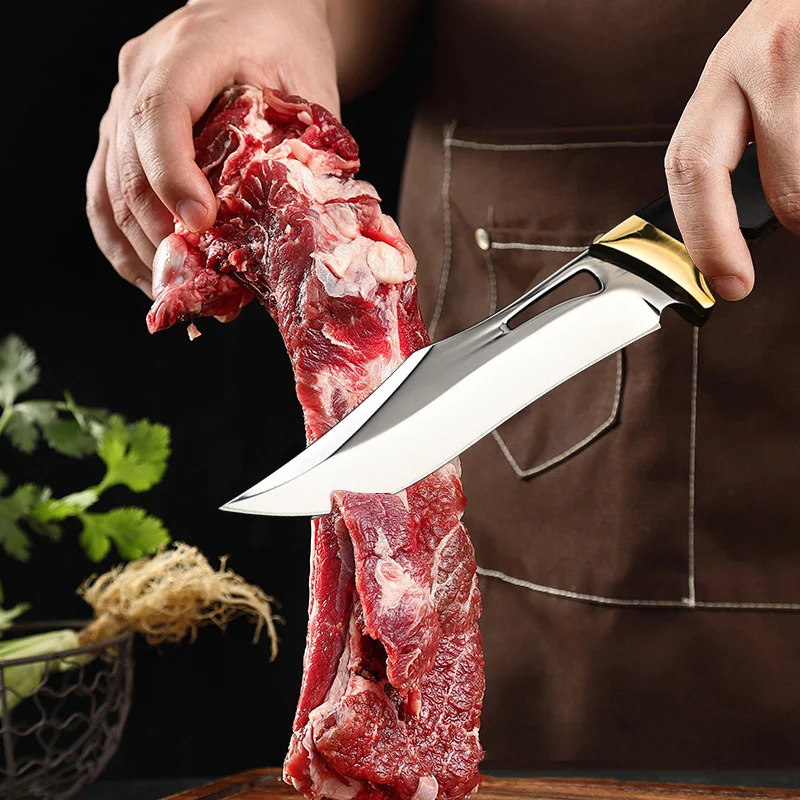 Multifunctional Butcher Knife Forged Handmade Kitchen Boning Knife with Cover Stainless Steel Fruit Cooking