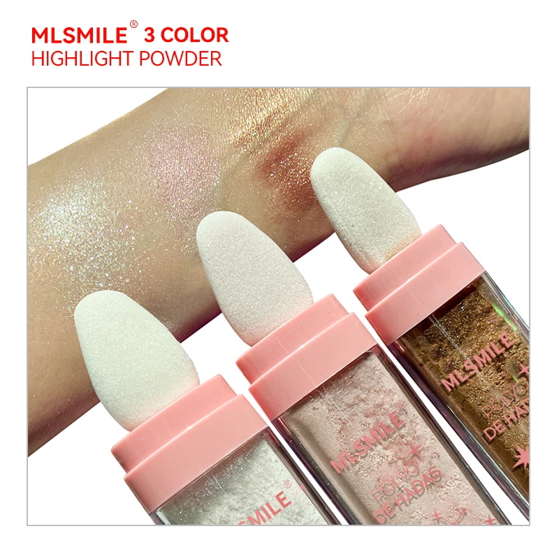 3 Colors Glitter Powder Highlighter Makeup Body Brightens the Natural Face Blusher Fairy Highlight Patting Powder
