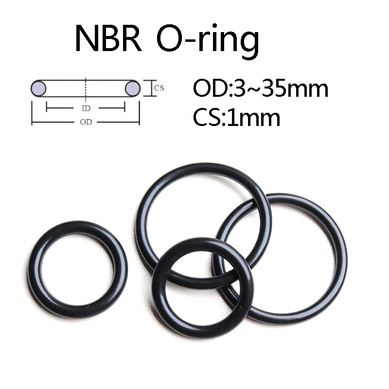 

1000 Pieces NBR Rubber O Ring Seal Gasket O-ring Wear-resistant Oil Waterproof Sealing Rings CS 1mm OD 3-35mm
