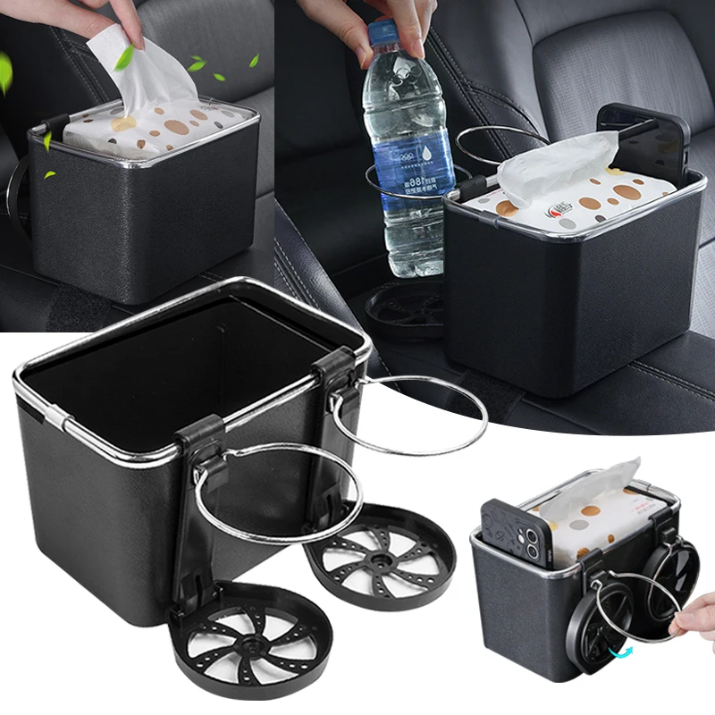 Car Tissue Box With Cup Holder