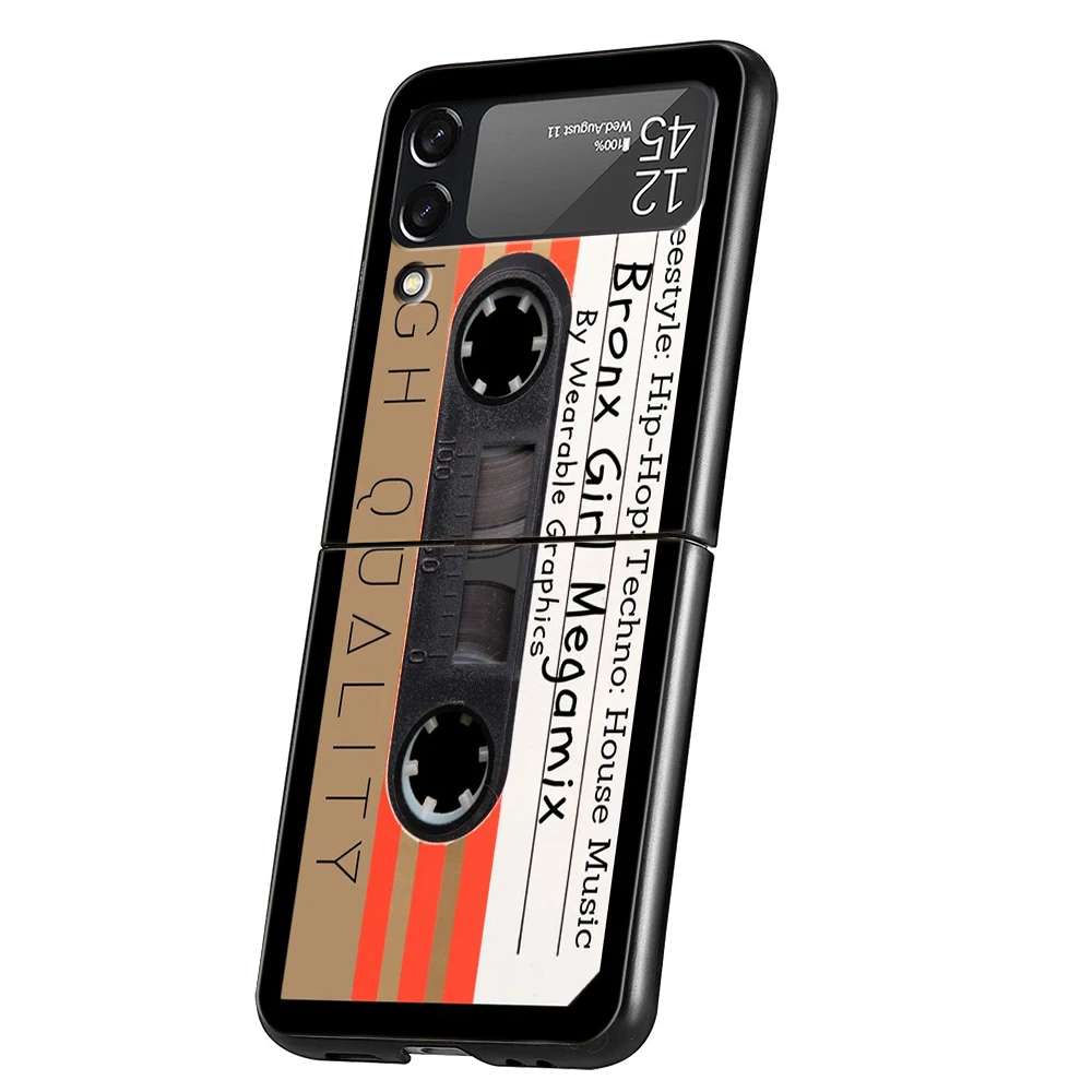 Vintage Cassette Tape Retro Style Foldable Phone Cover - Black Hard PC Shell