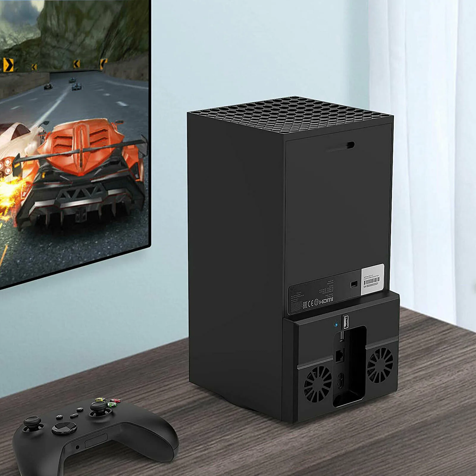 For Xbox Vertical Stand With Dual Noiseless Cooling Fans USB Cooler Host Side Radiator With Light For Xbox Series X Game Console