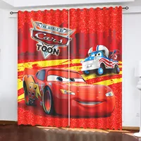 Lightning McQueen  Cortinas Curtains For Living Room Anime Blackout Curtains Home Decor Cartoon Cute 커튼 Luxury 100% Polyester 1