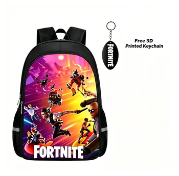 16" Fortnite Cartoon Backpack Unisex Dual Zipper Large Capacity School Bag Kids Bookbag Boys Girls Ages 5-8 1