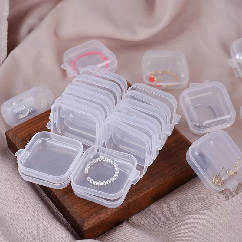 12/1Pcs Transparent Storage Box Jewelry Container Plastic Square Box Case Organizer Packaging For Jewelry Beads Earrings Storage 6