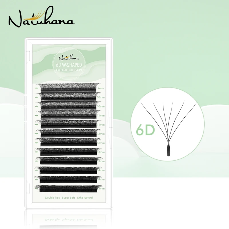 

NATUHANA Automatic Flowering 6D W Shape Bloom Premade Fans Eyelashes Extensions Natural Soft Light Individual Lashes