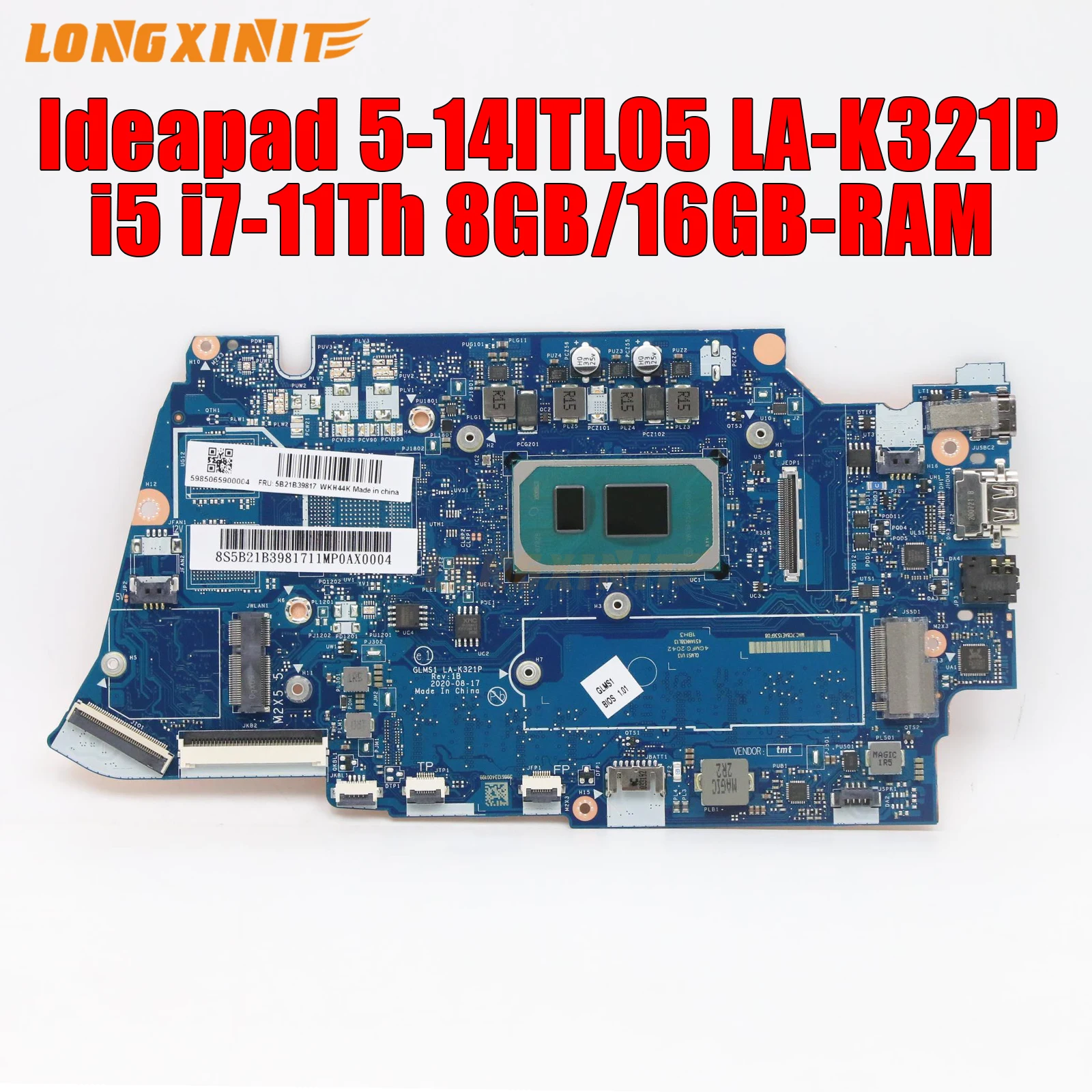 LA-K321P. Материнская плата для ноутбука Lenovo ldeapad 5-14ITL05. С. Центральным процессором: Φ, 8 ГБ/16 ГБ-RAM. UMA 100% протестированный ОК