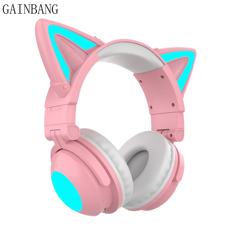 GAINBANG Cat Ear Wireless Bluetooth Headphone 7.1 Channel Stereo Music Game Earphone With Bilateral Mic Noise Reduction Headsets |