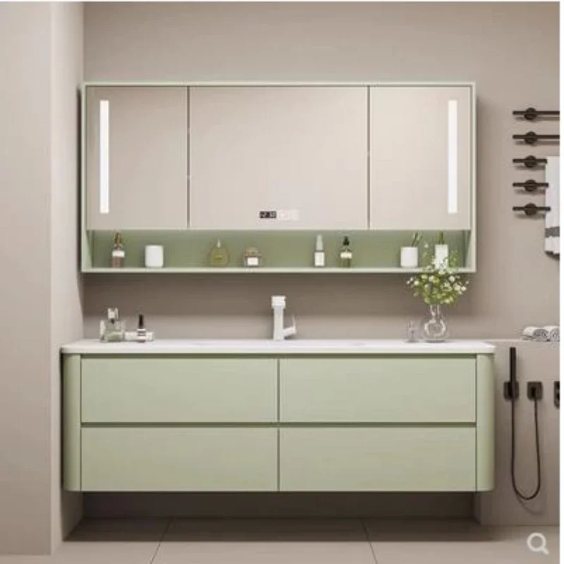 Combination Whole Washbin Skin Feeling Circular Arc Oak Paint Cabinet Body Simple Bathroom Table
