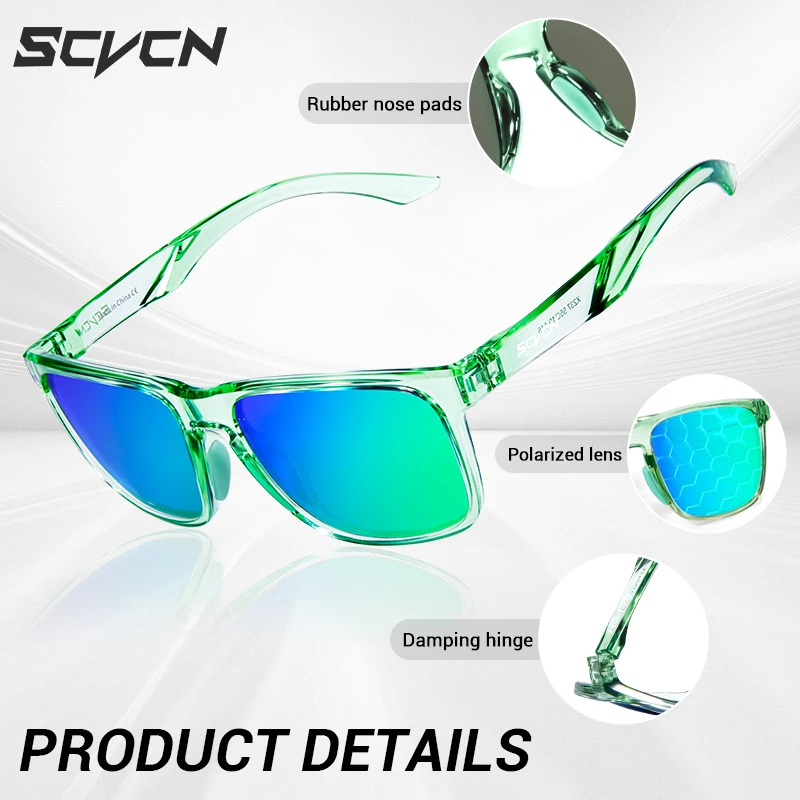 SCVCN Fishing Sunglasses Polarized Cycling Glasses Fashion UV400 Cycling Bike Eyewear Men MTB Sports Bicycle Glasses Outdoor