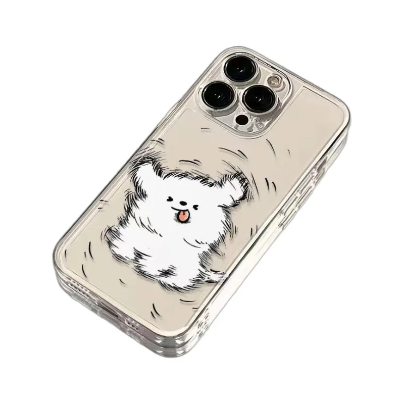 Phone Case For Lovers Couples Fit For Samsung Galaxy S10 S20 S21 S22 S23 S24 FE Plus Ultra Note 20 Clear Case Cute Cartoon Dog