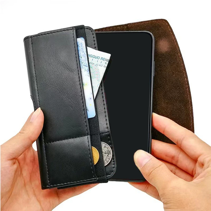 Cellphone Holster Case PU Leather Holster for Men Horizontal Carrying Phone Pouch Belt Clip Credit Cards Holder Case Wallet Coin Purse Gift for Father