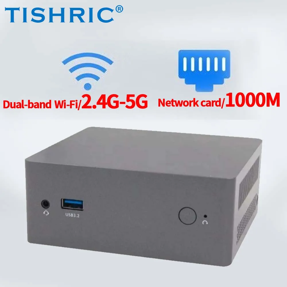 TISHRIC Mini PC 8/16GB DDR4 256/512GB Intel 12th Gen Alder Lake N100 Windows 10 11 Mini PC 4K Desktop Computer Support TF Card 3