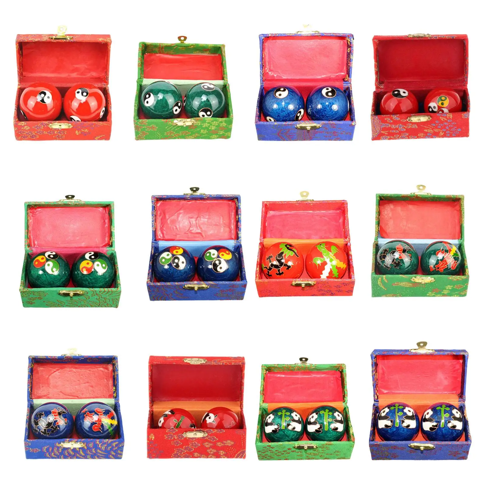 2 Pieces Massage Balls with Storage Box Chinese Health Balls for Parents