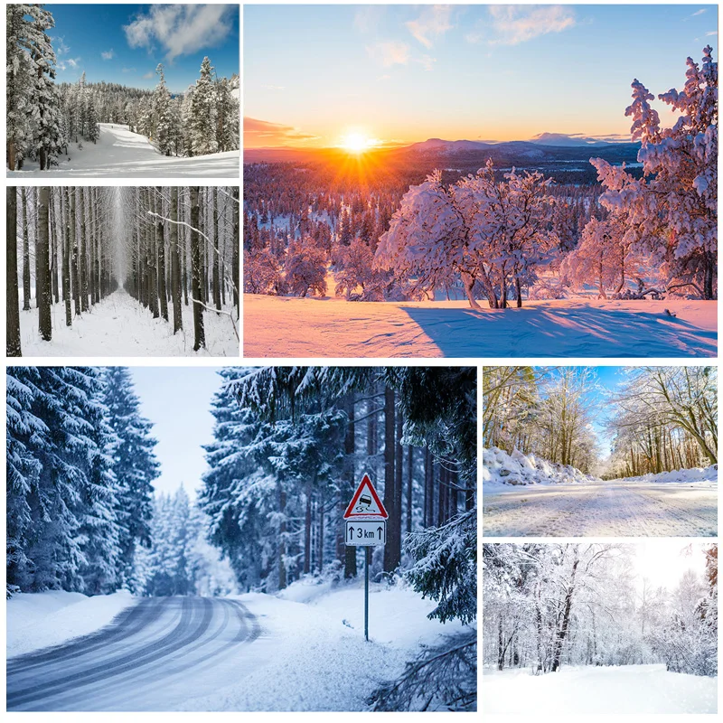 

SHUOZHIKE Winter Natural Scenery Photography Background Forest Snow Landscape Travel Photo Backdrops Studio Props 21101 XJS-01