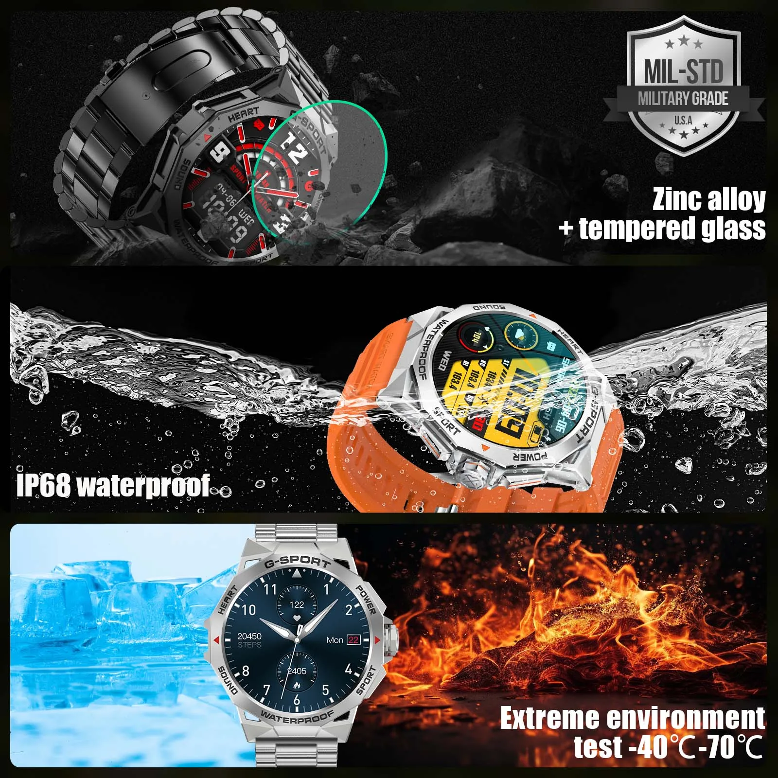EIGIIS New AMOLED Men Smart Watch 100+ Sport Modes Heart Rate Blood Oxygen Monitoring Sleep Quality Analysis IP68 Waterproof K62 - Image 5