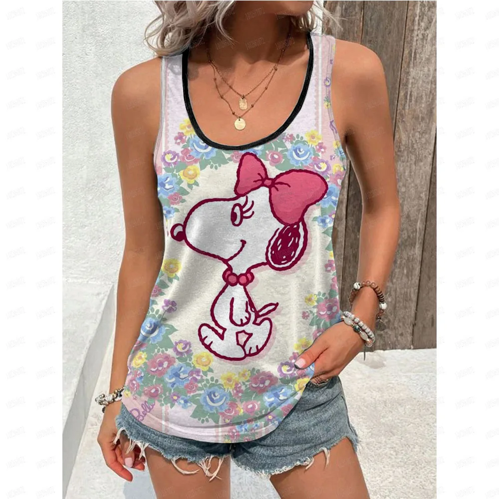 thumbnail image 1 of Camisetas sin mangas de verano para mujer, camisetas sin mangas con estampado de Snoopy, chaleco básico con estampado 3D para mujer, ropa Y2k, 1 of 5