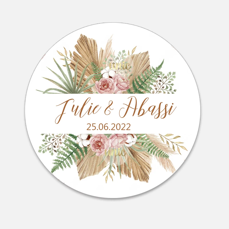 Detalles Boda Pegatinas Personalizadas Boda - Etiquetas Con Nombre Y Fecha Adhesivos Bomboneras Bautizo