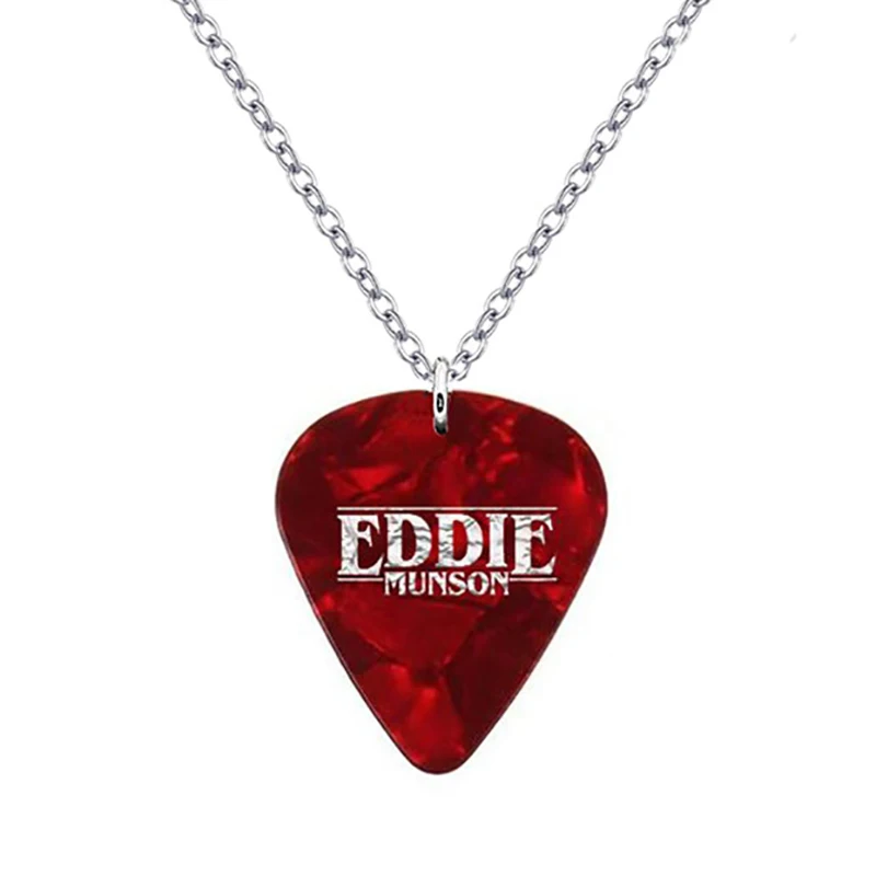 2023 Eddie Munson Guitar Pick Pendant Necklace Stranger Things Titanium