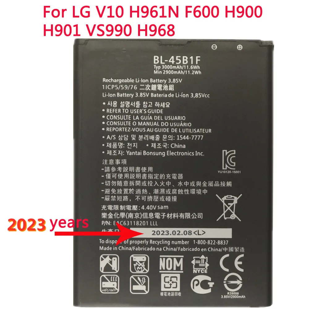 

High Quality Mobile Phone Original BL-45B1F Battery For LG V10 H961N F600 H900 H901 VS990 H968 BL45B1F 3000mAh BL45B1F Battery