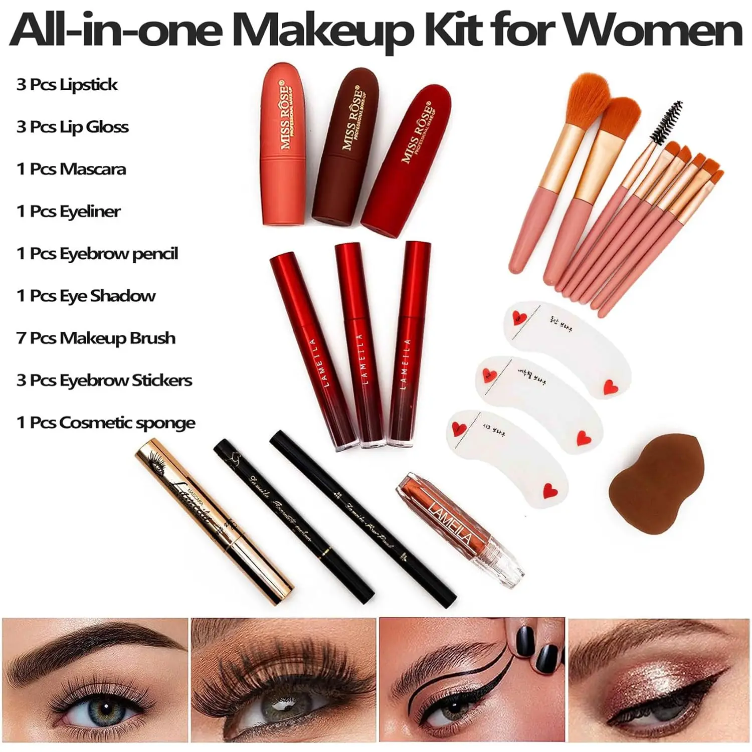 190 Colors Makeup Kit,Professional Makeup Kits for Women Full Kit,All in One Set for Women&Beginner,Include Eyeliner/Eyes