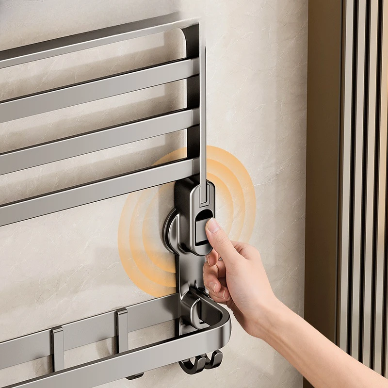 Aluminum Alloy Suction Cup Towel Rack Integrated Bathroom Punch-free Bathroom towel rack