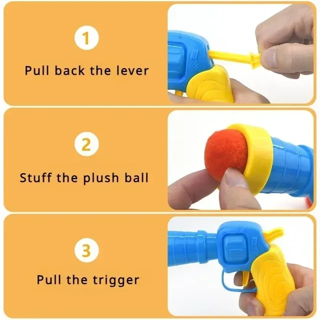1Set Creative Interactive Launch Training Cat Toys Kitten Mini Pompoms Games Stretch Plush Ball Toy Cat Supplies Pet Accessories 2