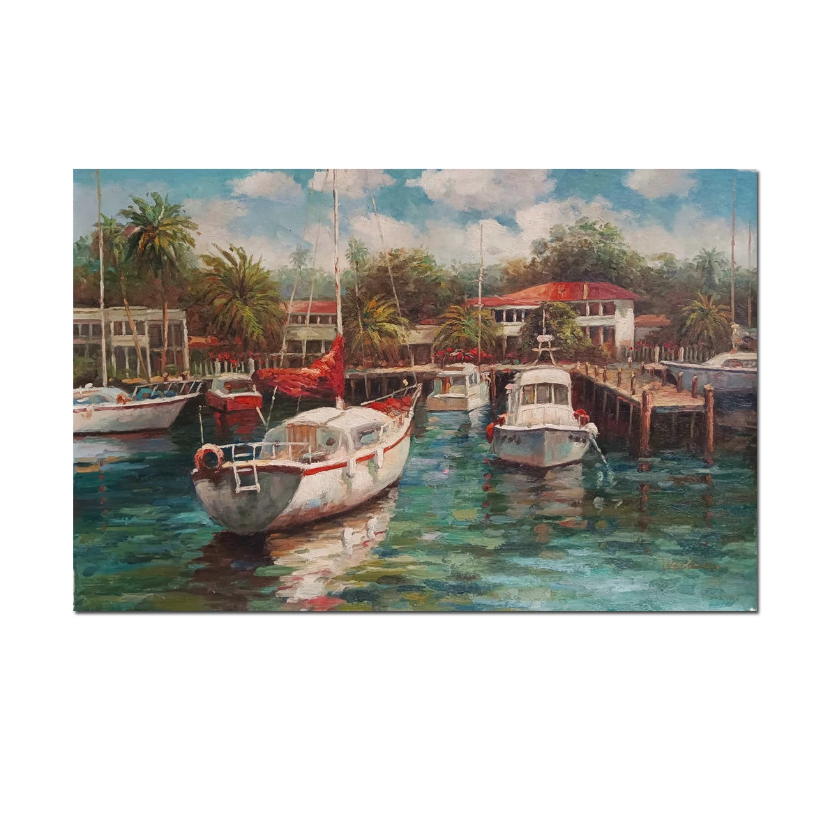 

Handpainted Classical Sea Sailboat IMPRESSIONISM Landscape Oil painting Reproduction On Canvas Wall Art Home Decor Artwork