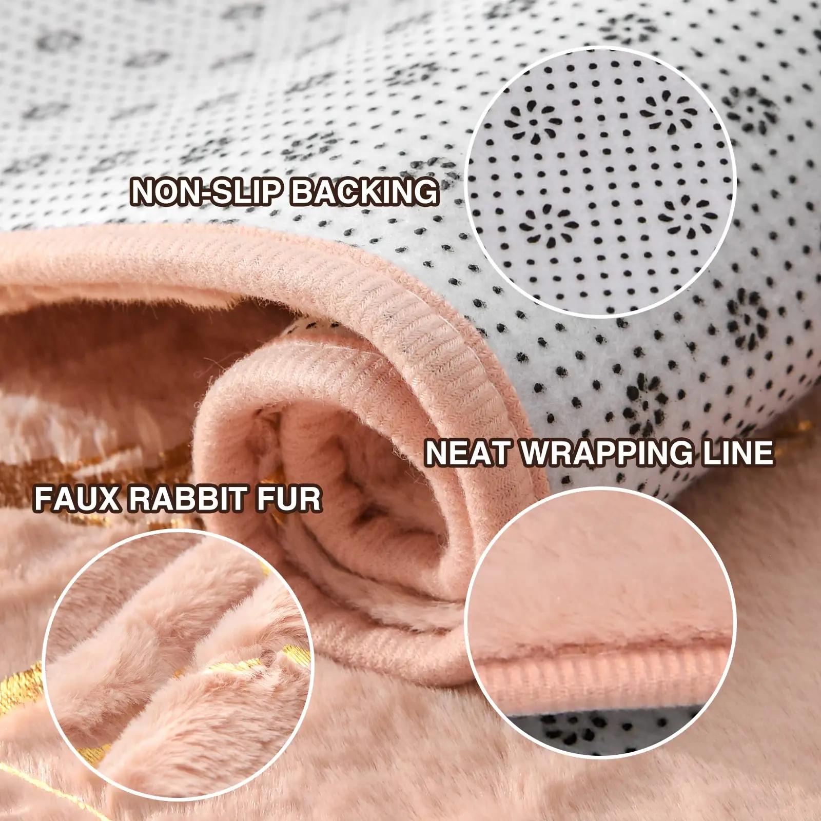 Bathroom Bedroom Bedside Living Room Sofa Foot Mats Rabbit Fur Non-slip Plush Carpets